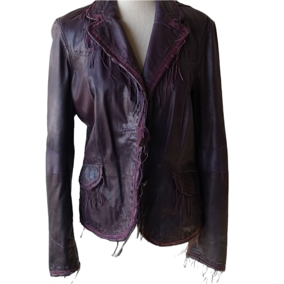 L'uomo Jackets & Blazers - Leather Jacket Color Plum Like New